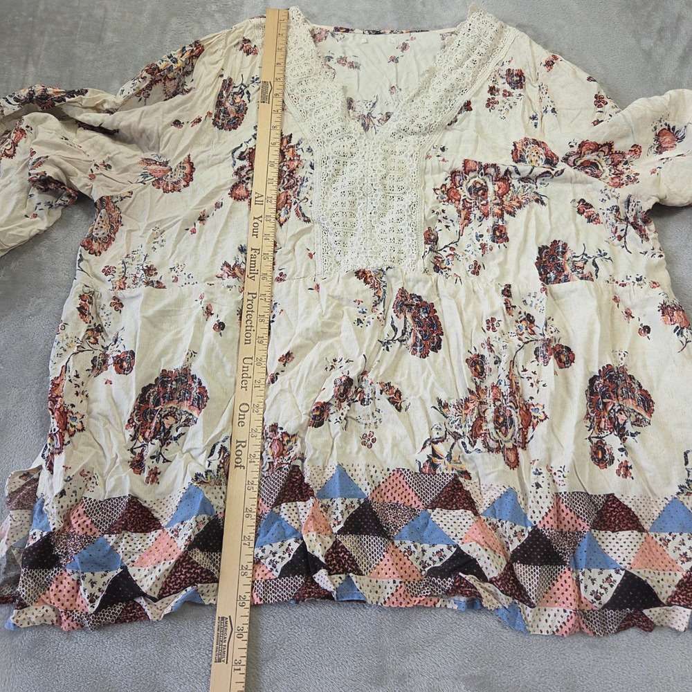 Maurices Boho Floral Crochet Lace V-Neck Babydoll Blouse Cream Top Western Boho - Picture 3 of 6